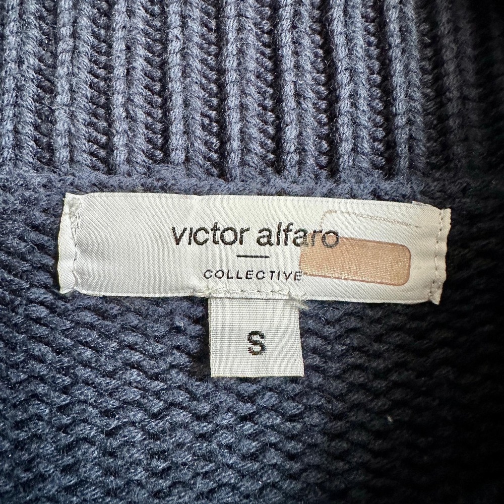 Victor Alfaro Collective Sweater Womens Small Navy Mock Neck Diagonal Stripe - Picture 6 of 10